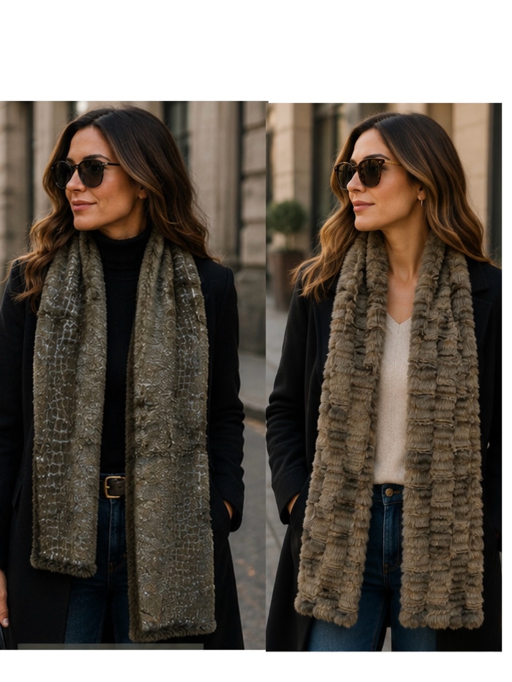 Taupe Brown & Gray soft shiny scarf bundle fall winter